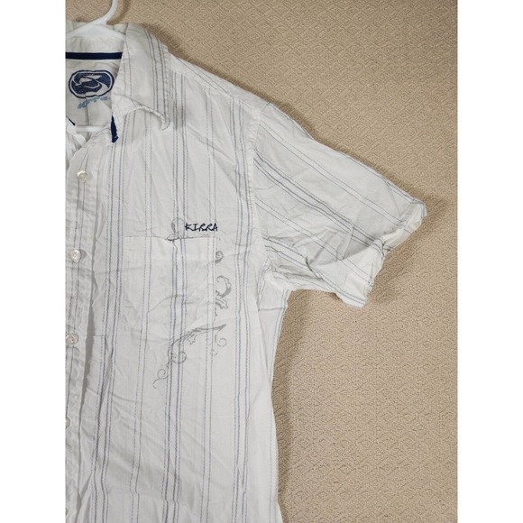 Kirra Shirt Womens Medium M Button Up Pockets Striped Collared Cotton White - Picture 3 of 13